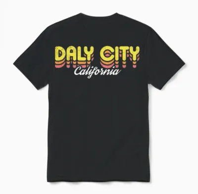 Retro Daly City California Unisex T-Shirt - Black