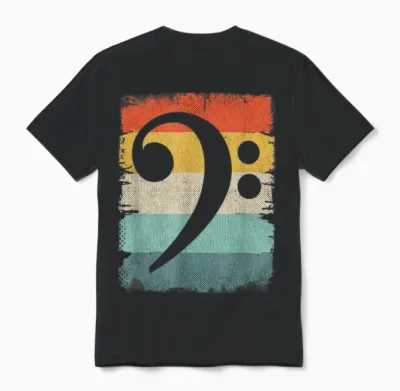 Bass Player Music Apparel Bassschlüssel Unisex T-Shirt - Black