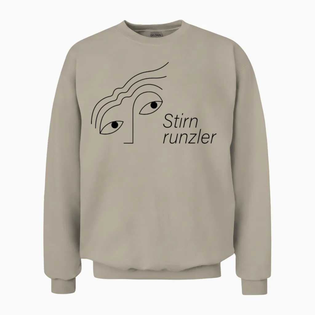 Stirnrunzler White Unisex Sweatshirt in Sand