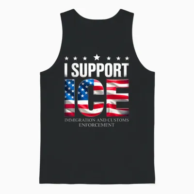 Support Ice Immigration Officers American Flag Border Patrol Unisex Tank Top - Black