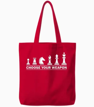 Funny Chess Gift for Chess Lover Kids Boys Girls Cool Player T-Shirt Small Tote Bags - Red