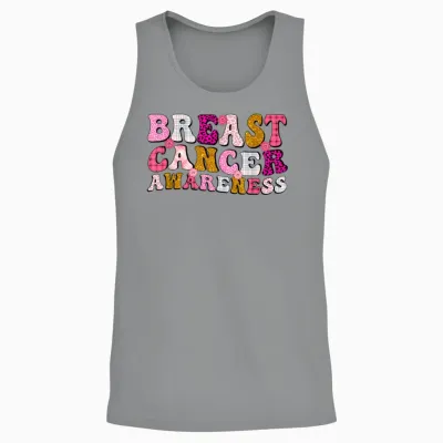 Groovy Breast Cancer Awareness Vintage Unisex Tank Top - Sport Grey