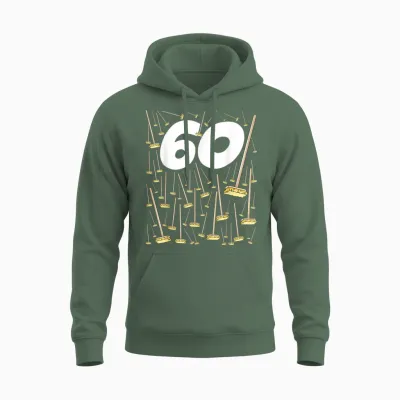 60 Broom Birthday Sixty Years Humour Man or Woman Unisex Hoodie - Military Green