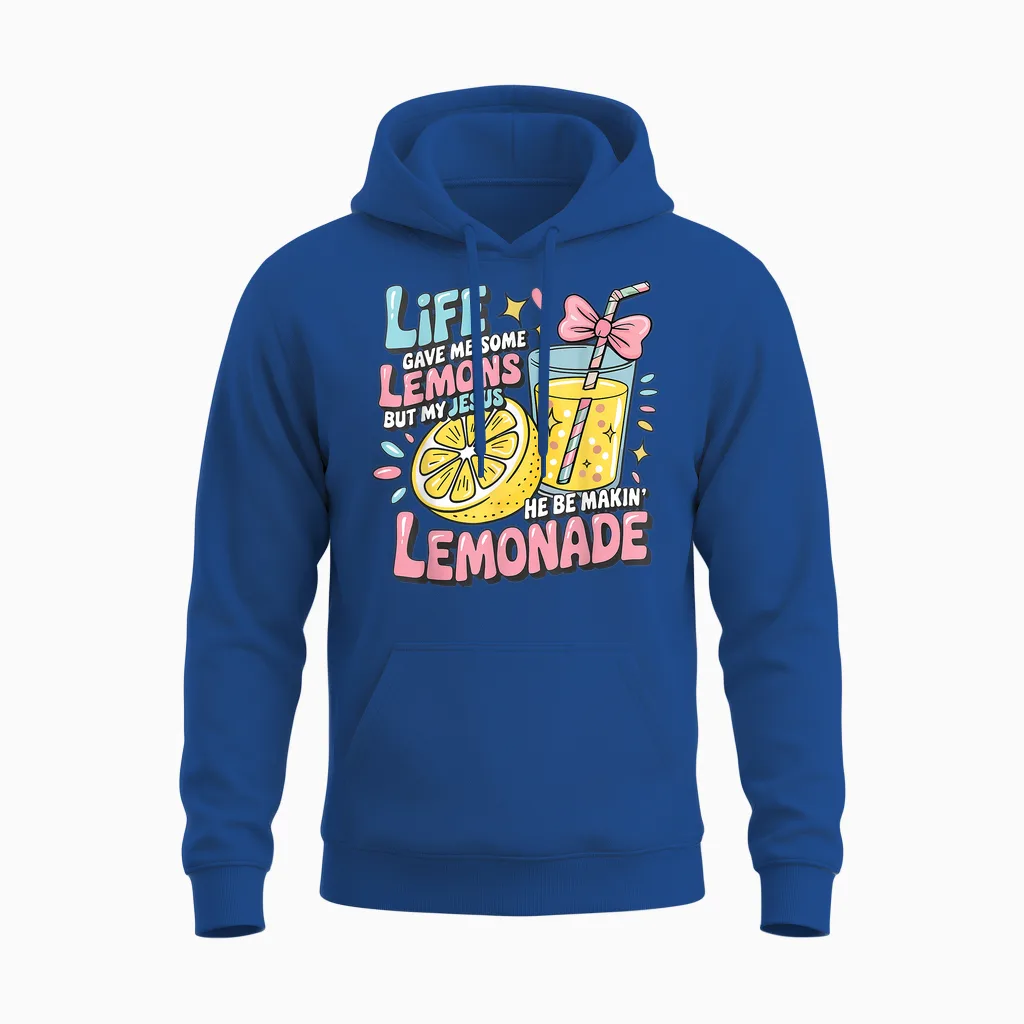 Life Gave Me Lemon but My Jesus Makin Lemonade Christian Kid Unisex Hoodie in Royal
