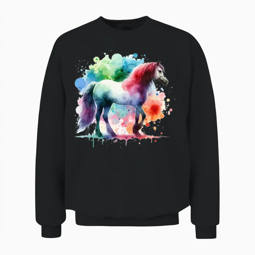 Horse Colorful Lovers Unisex Sweatshirt in Black