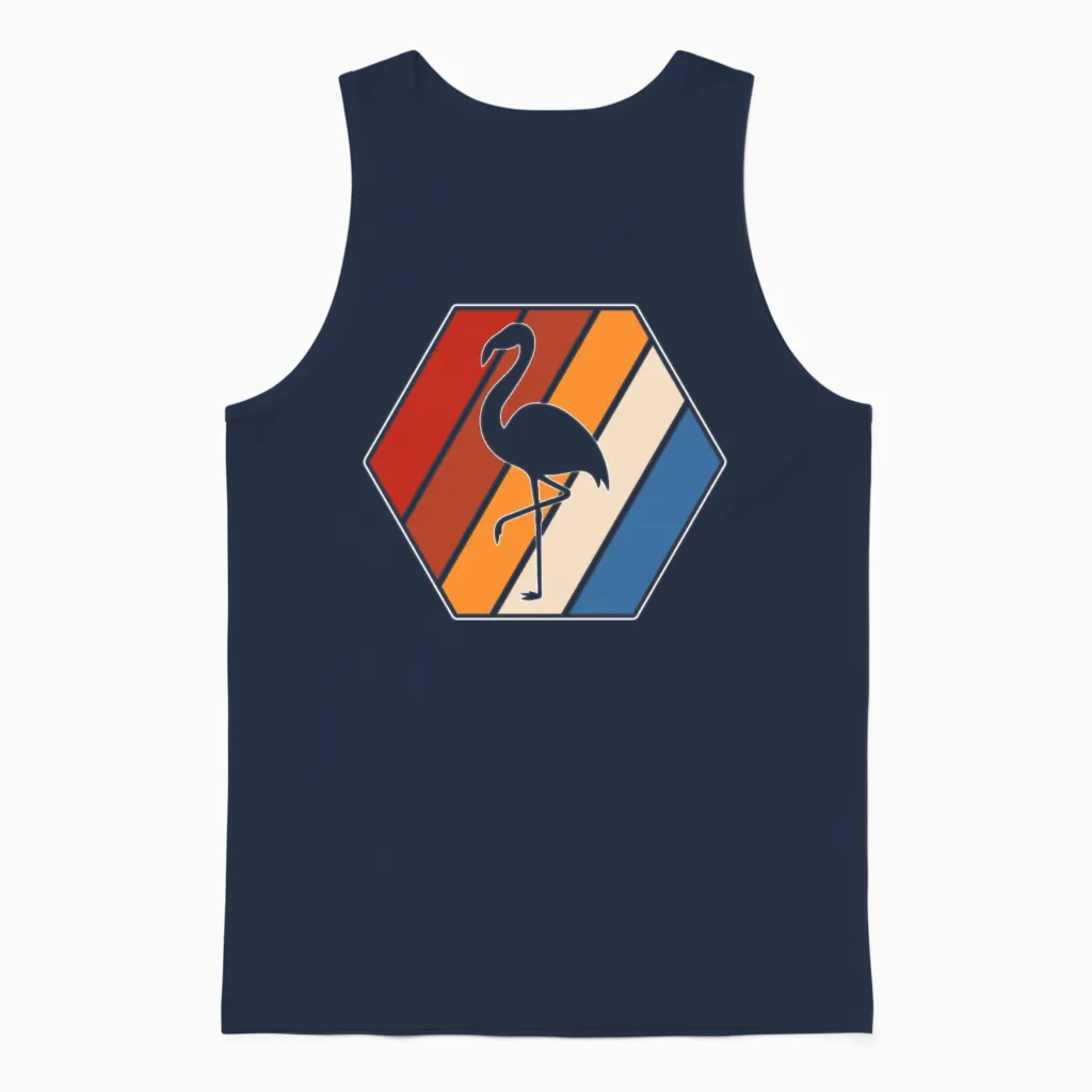 Flamingo Retro Unisex Tank Top in Navy