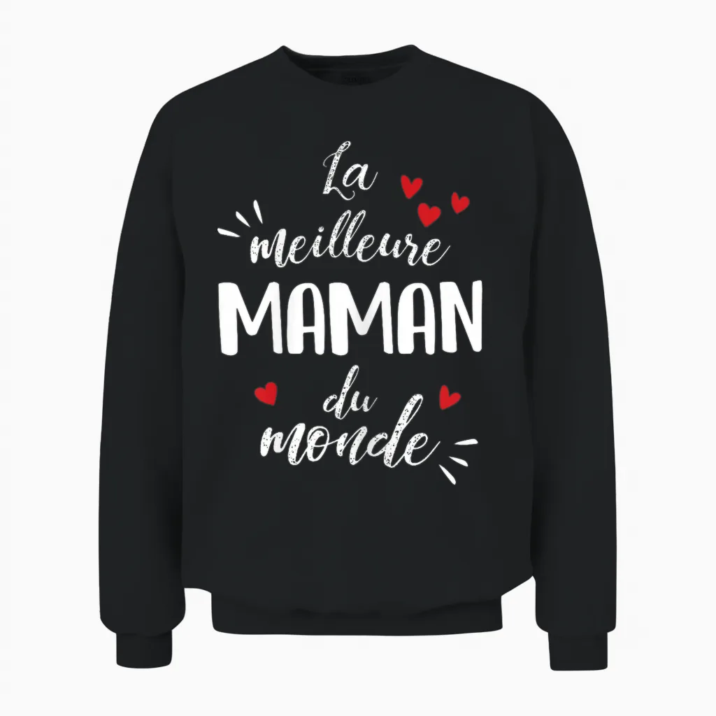 World's Best Mom Super Gift Mother's Day T-Shirt, Black Unisex Sweatshirt in Black