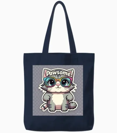 Funny Cat Lover T Shirt , Kitty Meme Tee for Cat Tote Bags - Navy