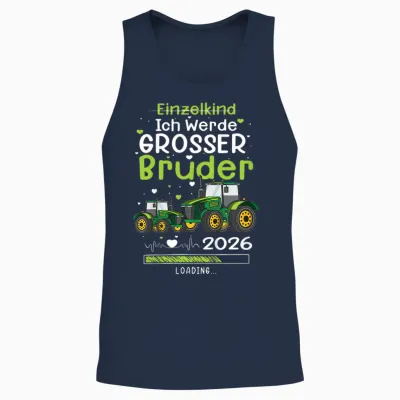 Kinder Ich Werde Großer Bruder 2026 Tractor Baby Single Child Boys Unisex Tank Top - Navy