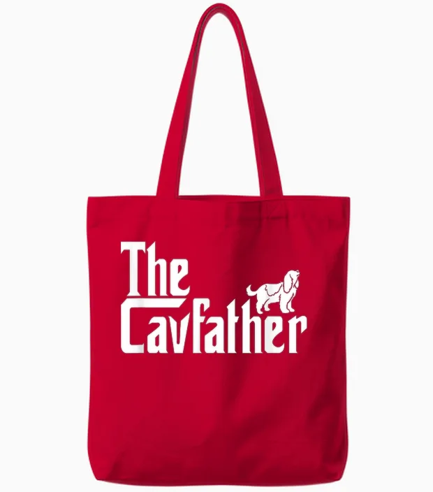 Cavalier King Charles Spaniel Ruby Gifts Shirt Father Tote Bags in Red