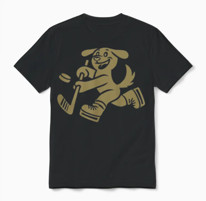 Dachshund Hockey Silhouette Minimalist Unisex T-Shirt in Black