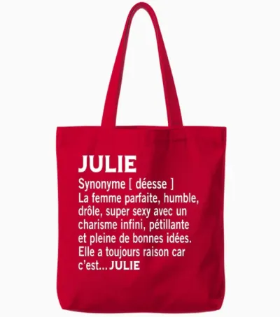 Woman Humour Gift Personalized Name Julie Definition T-Shirt, Black, Female X-Small Tote Bags - Red