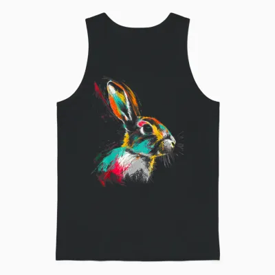 Hase Buntes Tiermotiv Kunst Kaninchen Unisex Tank Top - Black