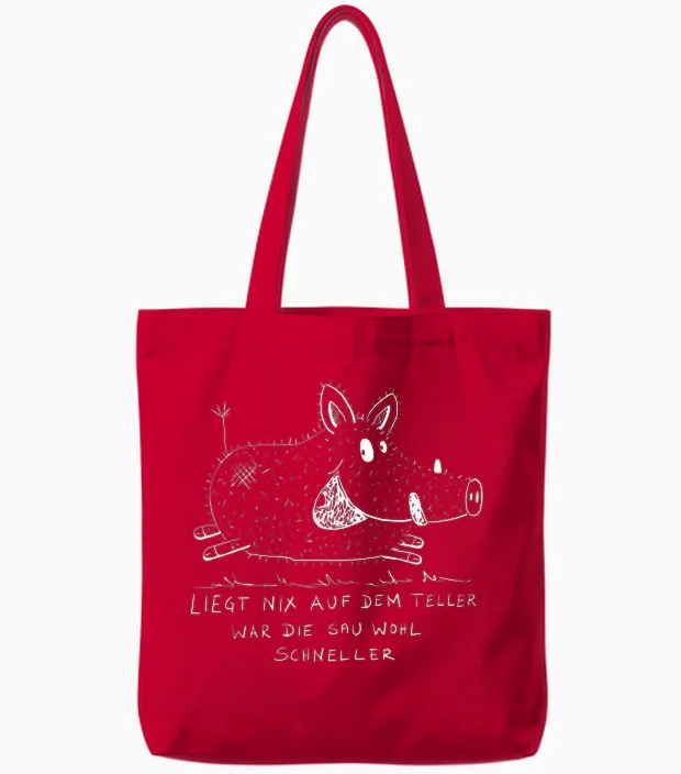 Wild Boar Saying I Treibhagd Wildsau I Hunter Fun Tote Bags in Red