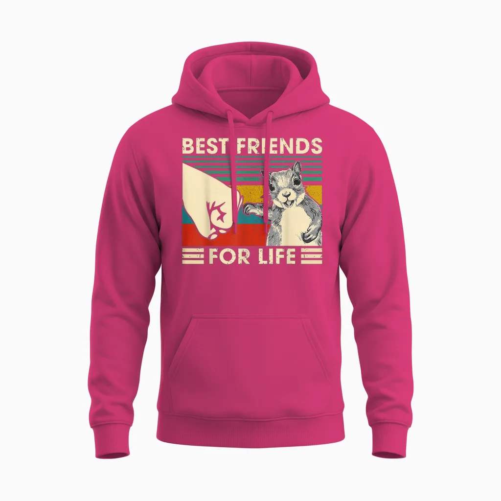 Retro Vintage Squirrel Best Friend for Life Fist Bump T-Shirt Small Unisex Hoodie in Heliconia