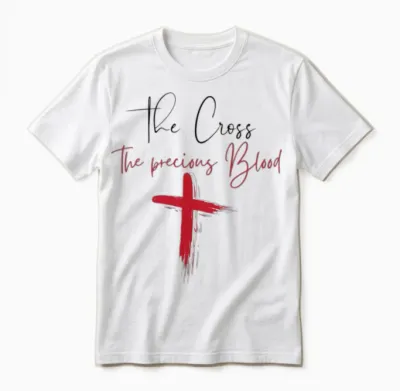The Cross the Precious Blood| Jesus | God Unisex T-Shirt - White