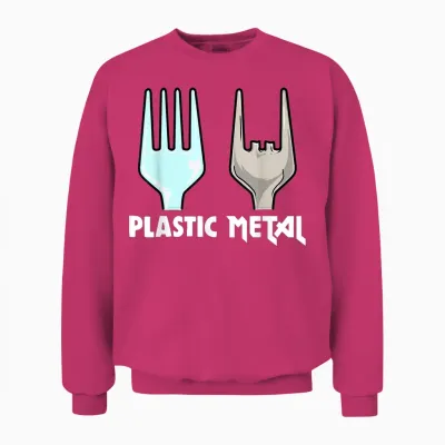 Plastic Fork Metal Funny Heavy Metal Music Metalhead Humor T-Shirt, Black, S Unisex Sweatshirt - Heliconia