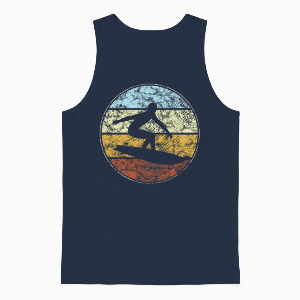 Surfing Retro Unisex Tank Top in Navy