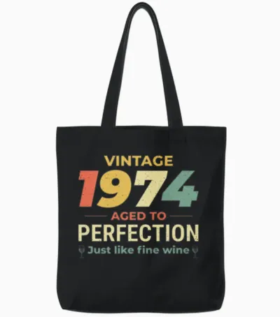 Vintage 1974 50th Birthday Gift for Dad Mom Tote Bags - Black