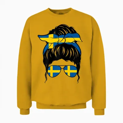 Schwedisches Mädchen Schweden Schwedische Flagge Stolze Schwedische Frau Unisex Sweatshirt - Gold