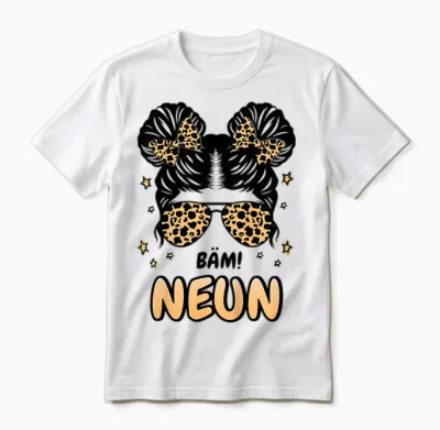 Kids 9th Birthday Girl Messy Bun Bäm! Ich Bin Nine Unisex T-Shirt - White