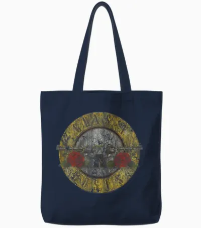 Official Guns N' Roses 80s Rock Band Logo Tote Bags - Navy