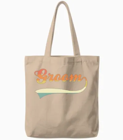 Groom Lettering Retro Tote Bags - Natural