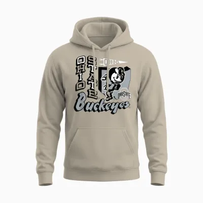 Ohio State Buckeyes Mascot State Red Officially Licensed Unisex Hoodie - Sand