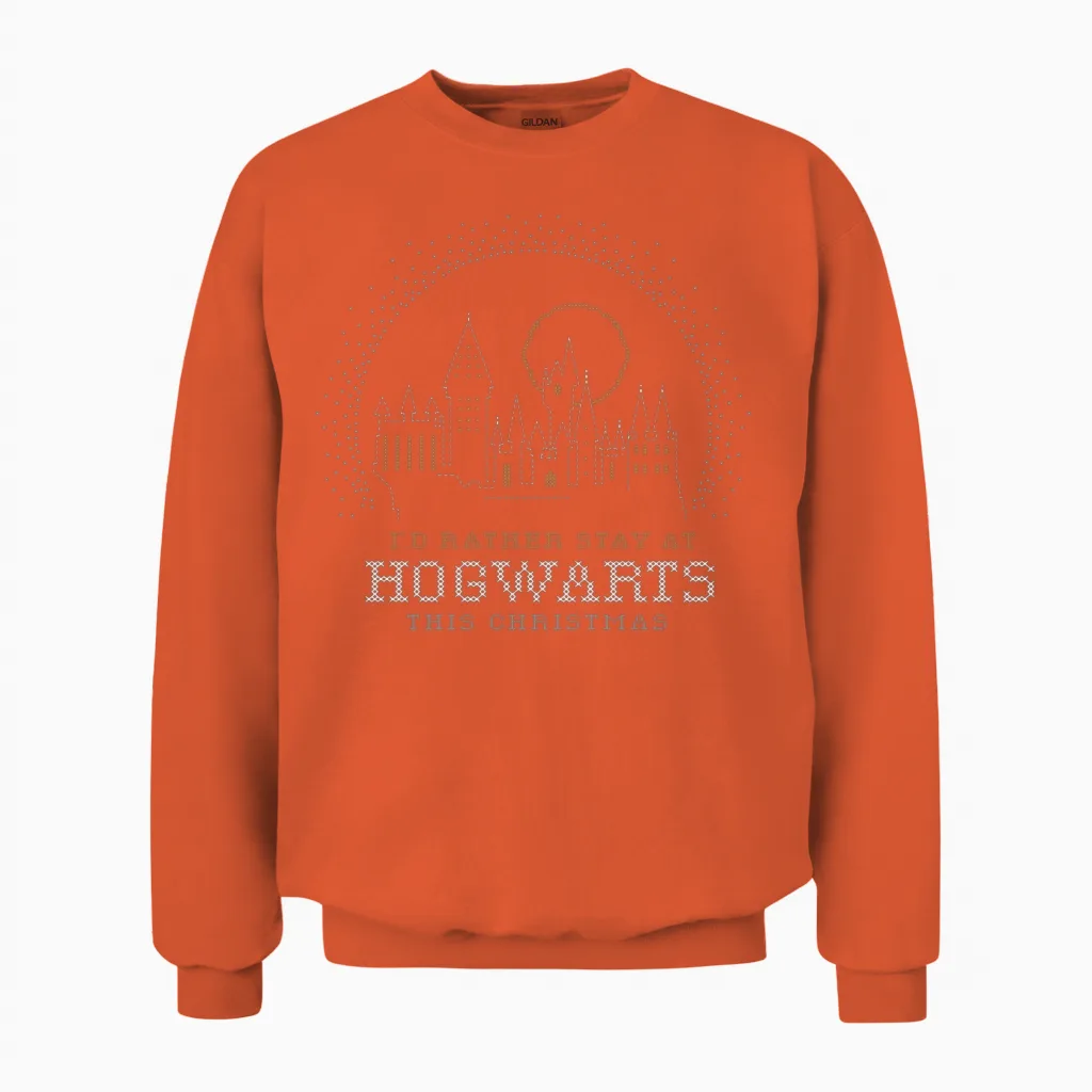 Harry Potter Hogwarts at Christmas Unisex Sweatshirt in Orange