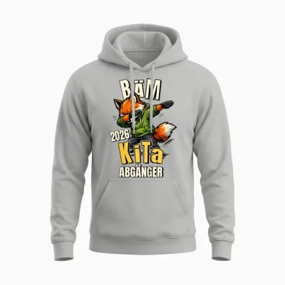 Kinder Bäm Kita Abgänger 2026 Fuchs Kindergarten Geschafft Unisex Hoodie - Ash