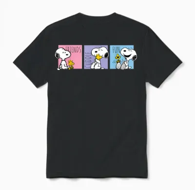 Peanuts - Snoopy Friends Cuddle Fun Unisex T-Shirt - Black