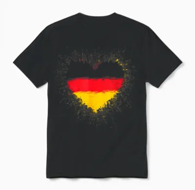 Deutschland Flaggen Herz Deutschland Fan Herren Damen Unisex T-Shirt - Black