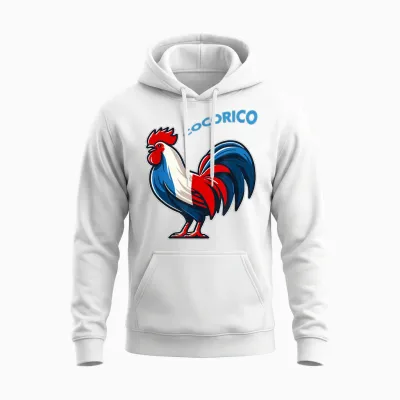 Coq Drapeau France Tricolore Bleu, Blanc Et Rouge T-Shirt, Blue, S Unisex Hoodie - White