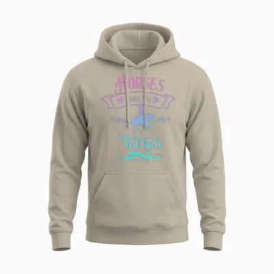 Horses Give Us Wings Funny Horse Equestrians Unisex Hoodie - Sand