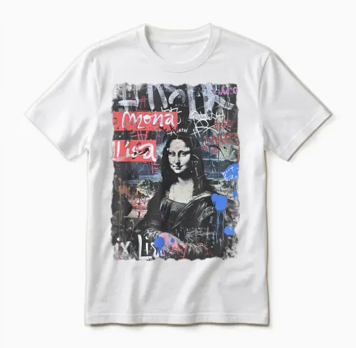 Abstrakt Graffiti Kunst Leonardo Da Vinci Kunst Mona Lisa Unisex T-Shirt in White