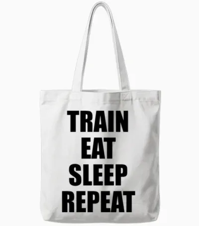 Train Eat Sleep Repeat Tote Bags - White