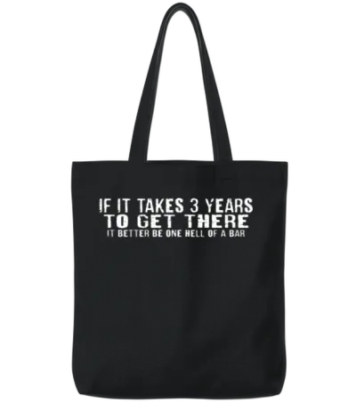 If It Takes 3 Years to Get There 4 Tote Bags - Black