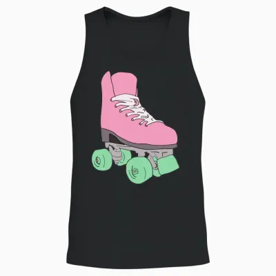 Retro Pink Roller Skate Unisex Tank Top - Black