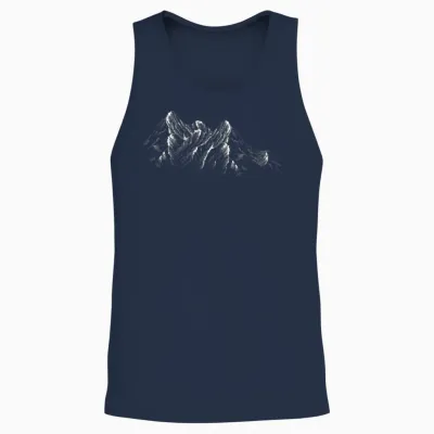 Mountain Sketch Unisex Tank Top - Navy