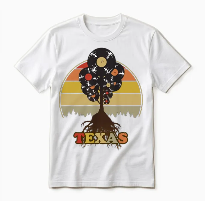 Texas Music Retro Lovers Gift Unisex T-Shirt in White