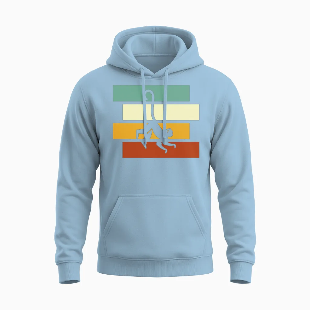 Monkey Retro Unisex Hoodie in Light Blue