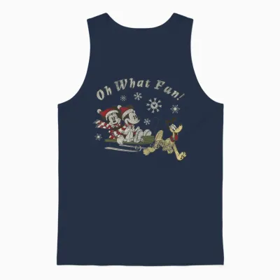 Disney Mickey Minnie and Pluto Oh What Fun Christmas Sled Unisex Tank Top - Navy