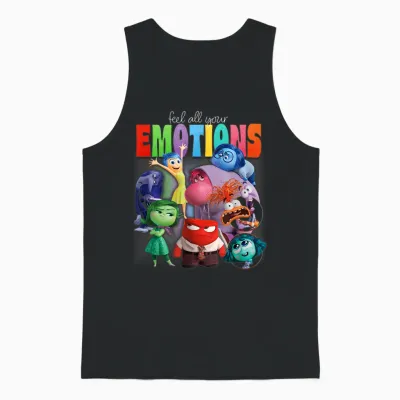 Disney Pixar Inside Out 2 Feel All Your Emotions Vintage T-Shirt, Black Unisex Tank Top - Black
