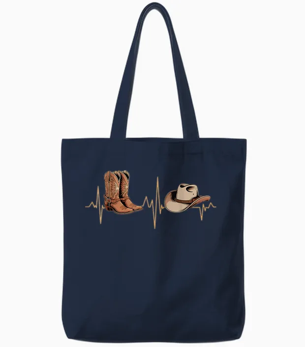 Line Dance Herzschlag Ekg Line Dancing Tote Bags in Navy
