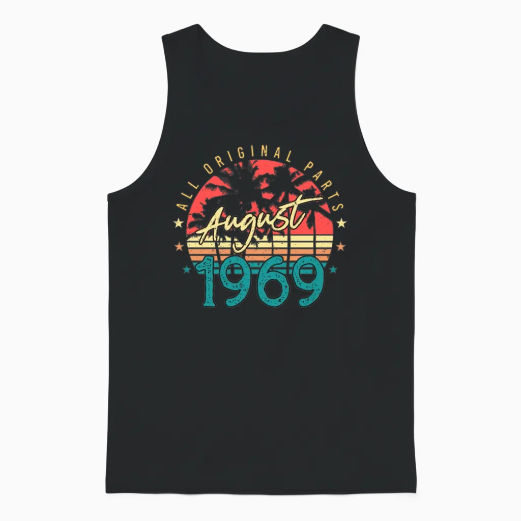 1969 August Retro Unisex Tank Top - Black
