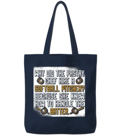 Softball Funny Tote Bags - Navy