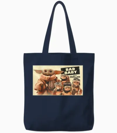 Star Wars the Mandalorian and Grogu Bad Baby & the Anzellans Tote Bags - Navy