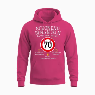 70th Birthday Gentle Treatment Oldtimer Ist 70 Tempo 70 T-Shirt, Black Unisex Hoodie - Heliconia