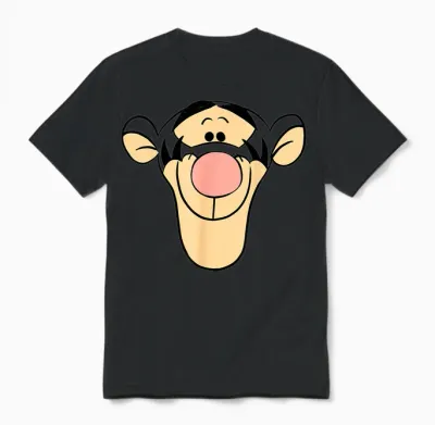 Disney Winnie the Pooh Tigger Big Face T-Shirt, Orange, S Unisex T-Shirt - Black