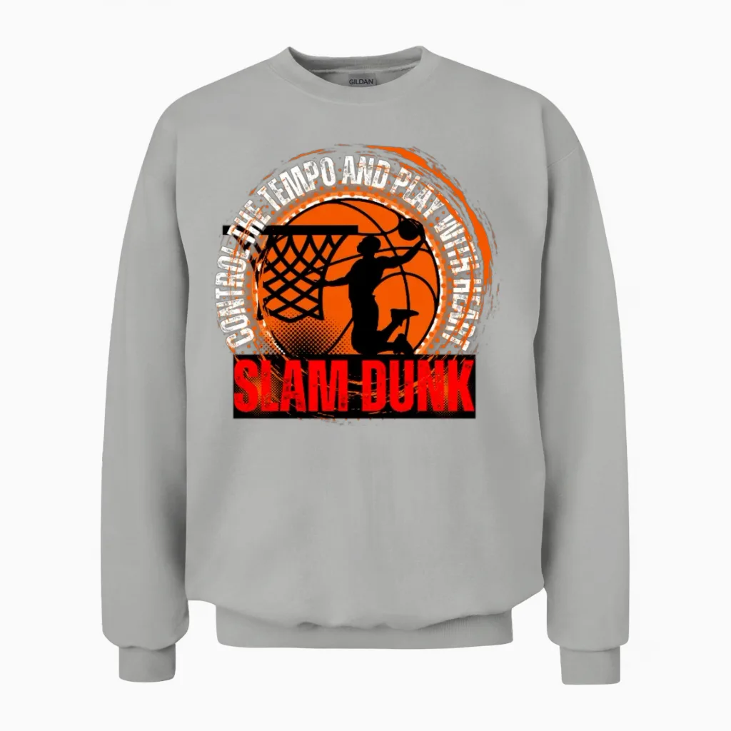 Basketball Slam Dunk Unisex Sweatshirt in Ash